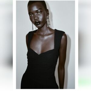 Zara Black Ruched Mini Dress